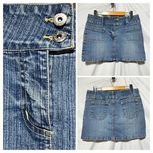 BONGO Blue Denim Mini Skirt sz 5 | Double Button | Y2K